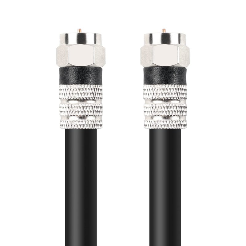 Postta Digital Coaxial Cable(6 Feet) Quad Shielded Black RG6 Cable with F-Male Connectors - Image 1